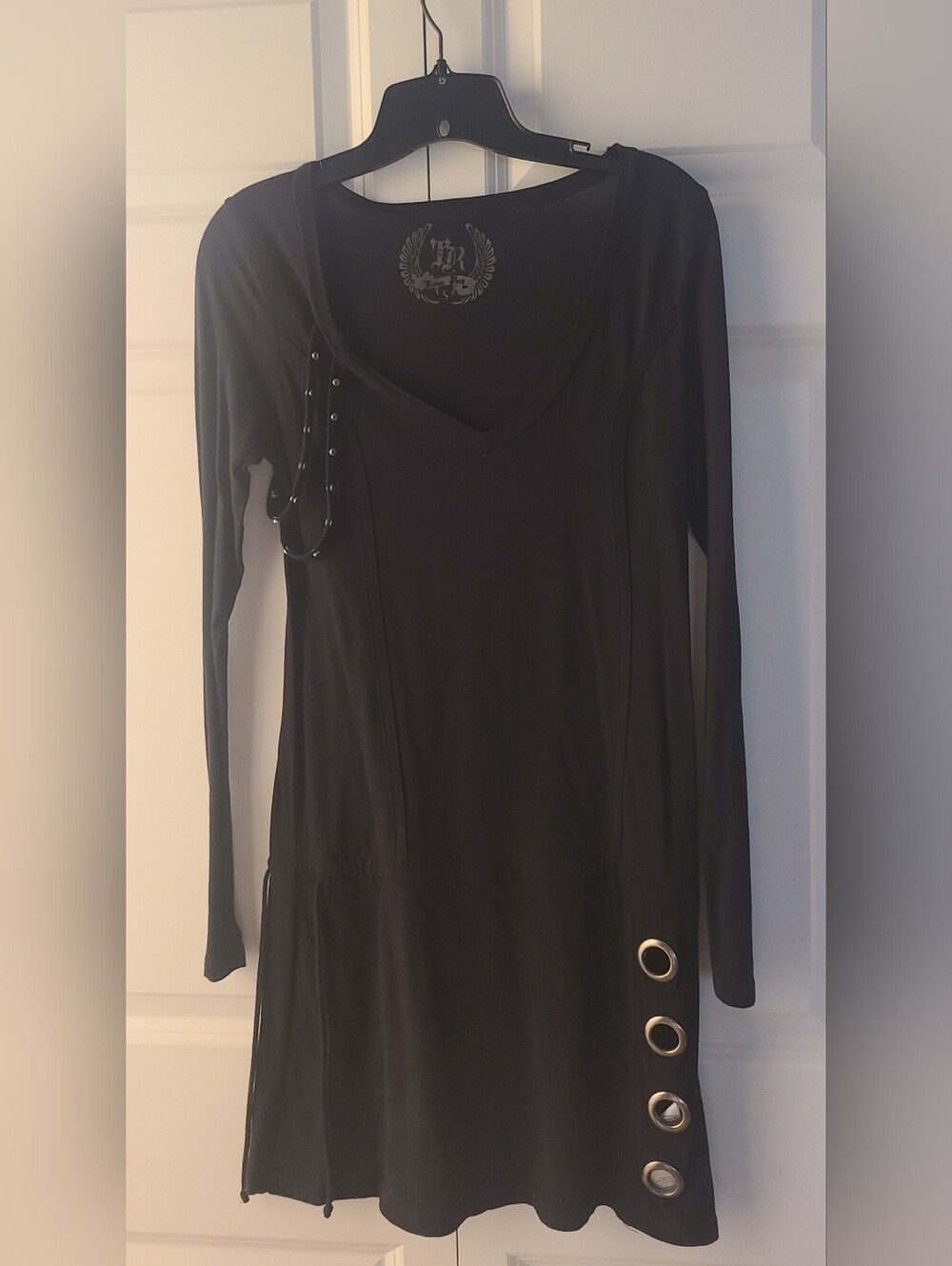 🖤 Treasure Rock Y2K Black Studded Grommet Mini Dress Size Small  Offers Welcome